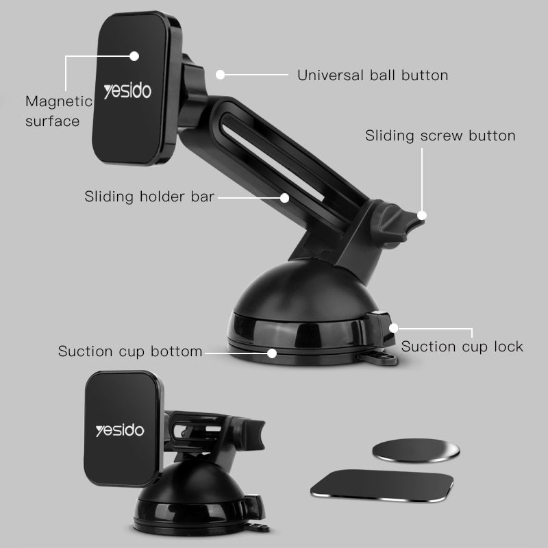 YESIDO C39 Universal Dashboard Sugekop Magnetisk Bilholder Telefon Holder Stander YESIDO C39 Universal Dashboard Sugekop Magnetisk Bilholder Telefon Holder Stander